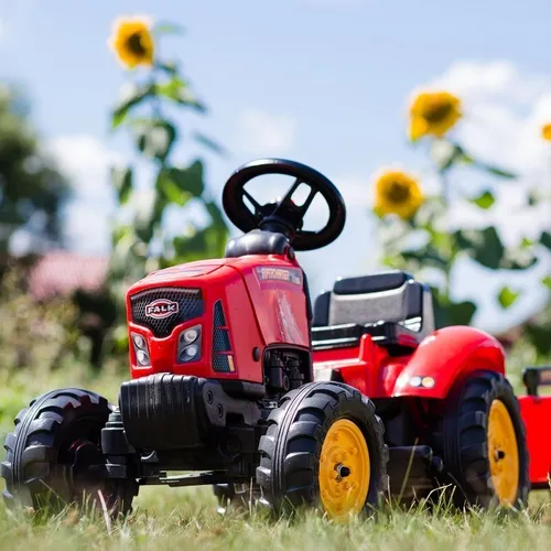 Falk Traktor Na Pedały Supercharger Z Przyczepą I Otwieraną Maską Czerwony 2-5 Lat