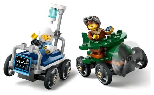 LEGO City Great Vehicles 60459 Zestaw wyścigówek: samolot kontra łóżko szpitalne
