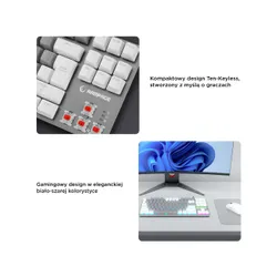 Klawiatura gamingowa Rampage Snug KRGD Red Switch przewodowa mechaniczna podświetlana szaro-biała