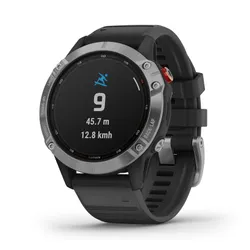 Смарт-часы Garmin FENIX 6 Solar серебристый с черным ремешком (010-02410-00)