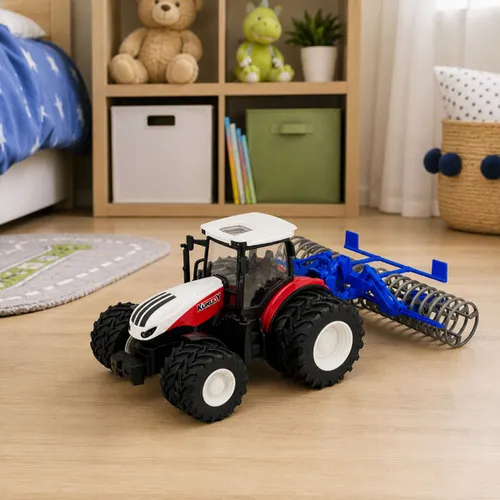 Zdalnie sterowany traktor z wałem rolniczym światła
