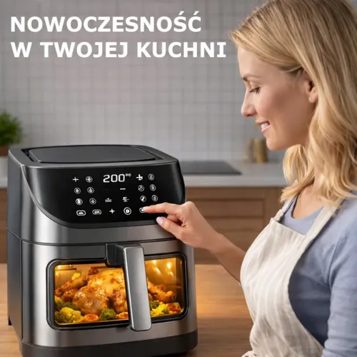 Air Fryer Frytkownica beztłuszczowa EXTRALINK EX.97676  8l z 10 automatycznymi programami i okienkiem do obserwacji postępów gotowania