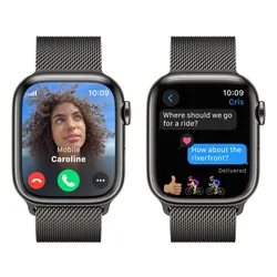 Apple Watch 9 GPS + сотовый 41 мм стальной сильный графит / сильный графит миланский браслет