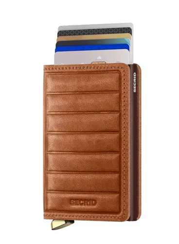 Кошелек Secrid Premium Slimwallet Emboss Lines RFID - коньяк