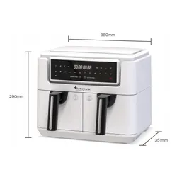 Air Fryer Frytkownica beztłuszczowa TURBOTRONIC TT-AF118 Biały 7.26l z podwójnym koszem