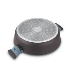 Patelnia na indukcję marmurowa z pokrywką Starke Pro Luxury Grey II 28 cm krótkie uchwyty