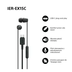 Słuchawki przewodowe Sony IER-EX15C Dokanałowe USB-C Czarny