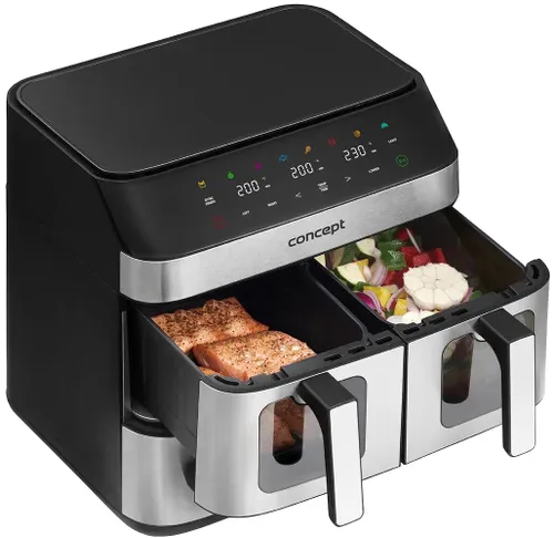 Air Fryer Frytkownica beztłuszczowa CONCEPT Pizza Trio FR9000 18.5 l z podwójnym koszem + szuflada do pieczenia