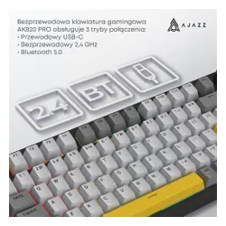 Klawiatura AJAZZ AK820 Pro RGB Hot Swap Flying Fish Switch Czarno-szaro-żółty