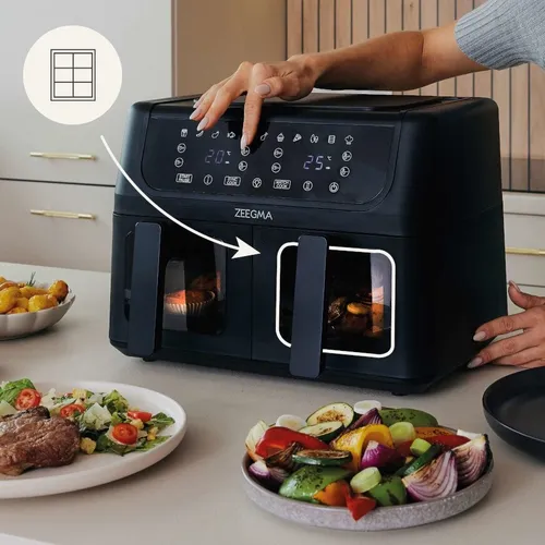 Air Fryer Frytkownica beztłuszczowa ZEEGMA Knapper Dual 9l 12 automatycznych programów
