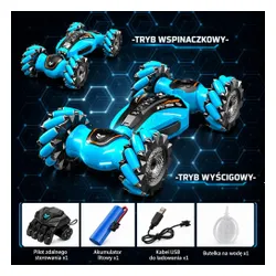 Samochód zdalnie sterowany rc ręką gesty ledy dym auto 4x4 stunt car 360°