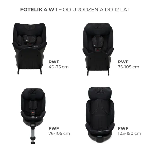 Fotelik samochodowy KINDERKRAFT Xrider 2 I-size 40-150 cm (0-21 kg) Czarny
