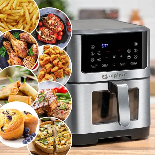 Air Fryer Frytkownica beztłuszczowa ALPINA 871125224542 8l z okienkiem do obserwacji postępów gotowania