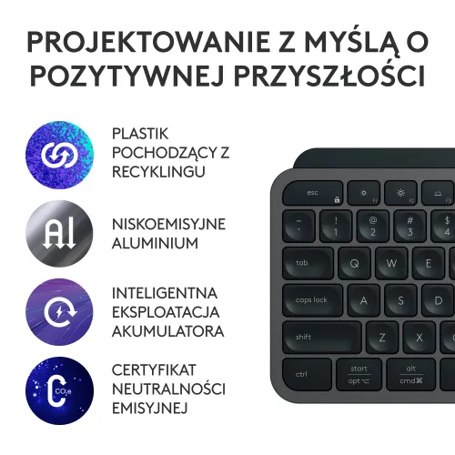 Klawiatura membranowa Logitech MX Keys S - grafitowy + podpórka