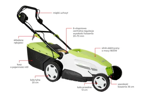 Kosiarka elektryczna GREENSO KE42-1800 1800W 420mm