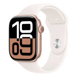 Apple Watch 10 GPS 46mm koperta z aluminium (różowe złoto) + pasek sportowy rozmiar S/M (łagodny róż) (CPO)