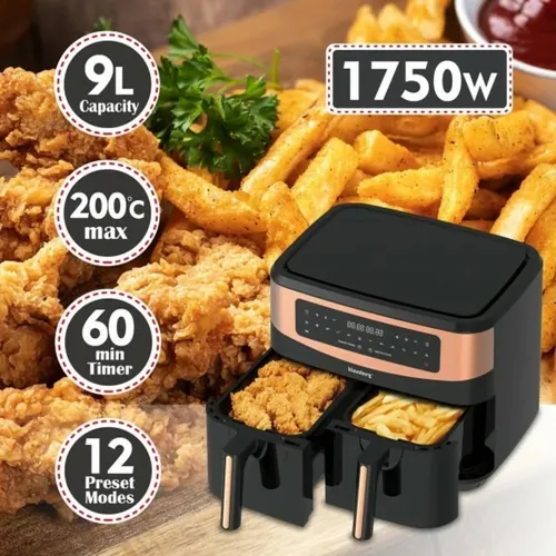 Air Fryer Frytkownica beztłuszczowa KLAUSBERG KB-7589 9.5l z podwójnym koszem 11 automatycznych programów