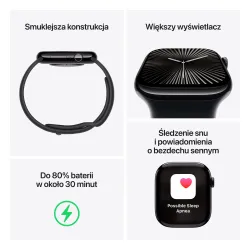 Apple Watch Series 10 GPS + Cellular 46mm tytan łupek pasek sportowy czarny M/L