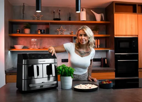 Air Fryer Frytkownica beztłuszczowa CONCEPT Pizza Trio FR9000 18.5 l z podwójnym koszem + szuflada do pieczenia
