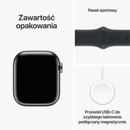 Смарт-часы Apple Watch Series 9 GPS + сотовый чехол 41 мм из нержавеющей стали сильный графит Спортивный ремешок сильный графит S / M