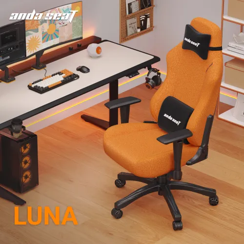Fotel Anda Seat Luna L Orange Fabric Gamingowy do 100kg Tkanina Pomarańczowy