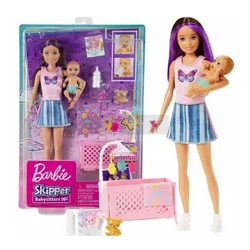 LALKA BARBIE SKIPPER OPIEKUNKA łóżeczko + bobas HJY33