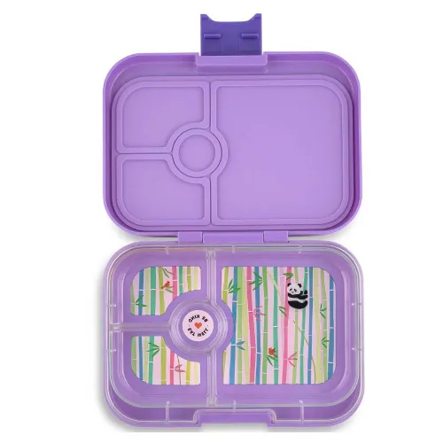 Yumbox Panino Okulu için dikdörtgen öğle yemeği kutusu-dreamy mor / panda tepsisi