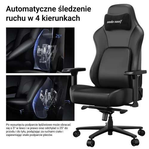 Fotel Anda Seat Phantom 4 L Pro Black Fabric Gamingowy do 100kg Tkanina Czarny