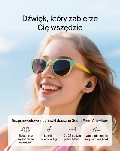 Słuchawki bezprzewodowe Belkin SoundForm Anywhere Douszne Bluetooth 5.4 Czarny