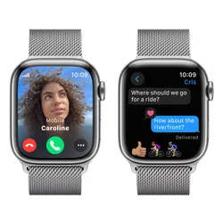 Smartwatch Apple Watch Series 9 GPS + сотовый чехол 41 мм из нержавеющей стали серебряный миланский браслет серебро