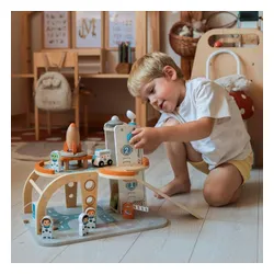 Tooky Toy Drewniany Kosmiczny Parking Stacja Kosmiczna