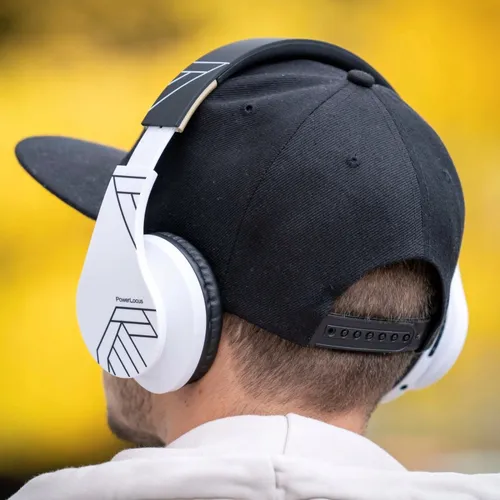 Słuchawki PowerLocus P2 bezprzewodowe Bluetooth/microSD/radio FM czarno-białe