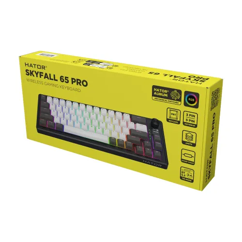 Klawiatura mechaniczna Hator Skyfall 65 Pro Wireless Aurum Vanila Czarno-Szara