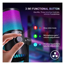 Mikrofon Maono DM30RGB Przewodowy Pojemnościowy Biały