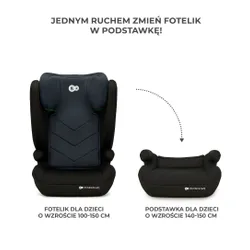 Fotelik samochodowy KINDERKRAFT I-Spark I-Size 2w1 100-150 cm (9-36 kg) Czarny