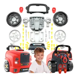 Duża ciężarówka mechaniczna z silnikiem do skręcania dla dzieci z dźwiękiem I światłami