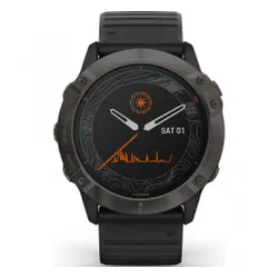 Smartwatch Garmin Fenix 6X Pro Solar tytanowo-szary z powłoką DLC i czarnym paskiem (010-02157-21)