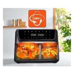 Air Fryer Frytkownica beztłuszczowa ELDOM FR220 Dualo 11l z podwójnym koszem i okienkiem do obserwacji postępów gotowania