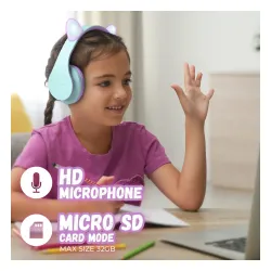 Słuchawki nauszne POWERLOCUS P2 Kids Kocie uszy Niebiesko-fioletowy
