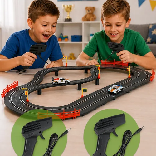 Elektryczny tor wyścigowy 300 cm z 2 autami 2 kontrolerami USB i efektami świetlnymi