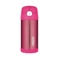 FUNtainer termos dziecięcy ze słomką 355 ml Thermos - pink metallic