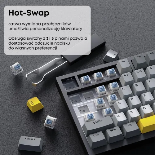 Klawiatura mechaniczna Ajazz AK820 Sea Salt Switch Czarno-Szary