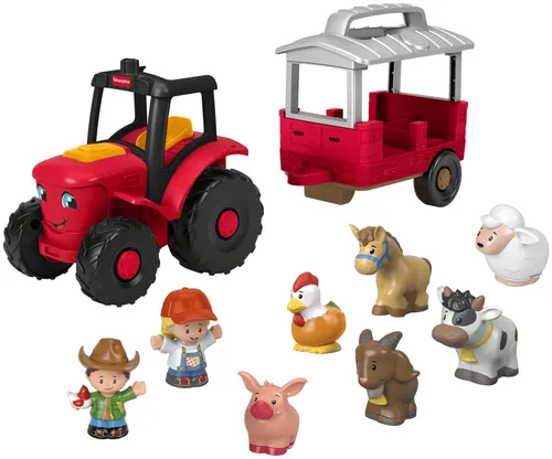 Traktor FISHER PRICE Little People farma Opieka nad zwierzątkami Zestaw prezentowy JLM99