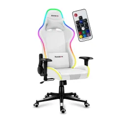 Fotel Huzaro Force 6.2 RGB LED Gamingowy do 130kg Tkanina Biały