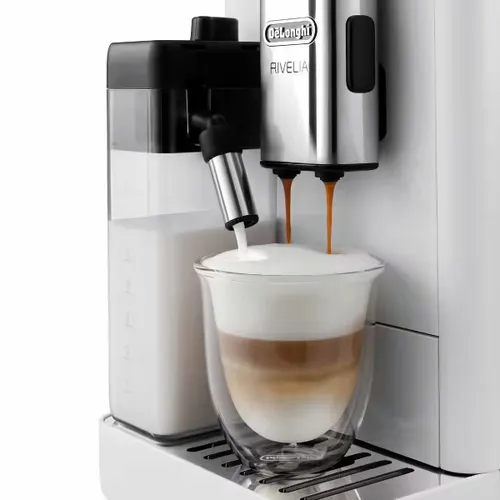 Automatyczny ekspres do kawy DELONGHI Rivelia EXAM 440.55.W Kawa mrożona (2 wymienne zbiorniki kawy)