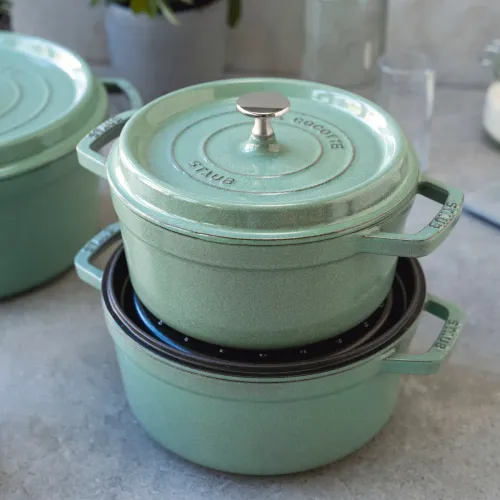 STAUB La Cocotte 6,7 l miętowy - garnek żeliwny z pokrywką