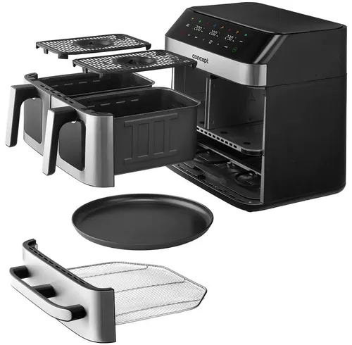 Air Fryer Frytkownica beztłuszczowa CONCEPT Pizza Trio FR9000 18.5 l z podwójnym koszem + szuflada do pieczenia