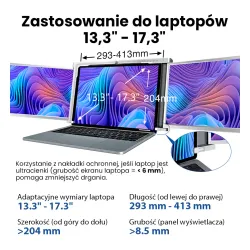 Monitor Extralink Dual Screen S300 13,3" Full HD IPS do laptopa