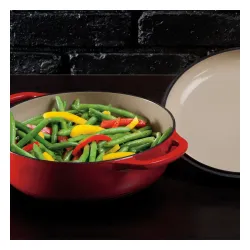 LOGDE Pot 2,8 l czerwony - garnek żeliwny z pokrywką