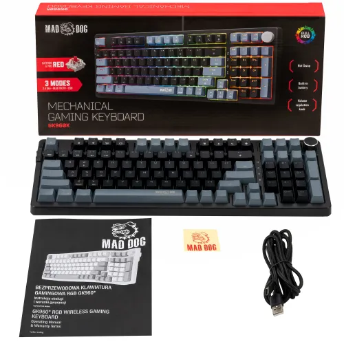 Klawiatura MAD DOG GK960K Gateron Pro Red Czarny
